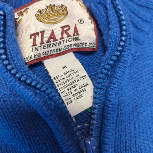 Tiara International Cardigan Sweater Womens Medium Blue Christmas Snowmen Ugly - Picture 5 of 8